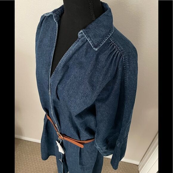 NWT Zara Belted Denim Shirt Dress - Picture 6 of 12